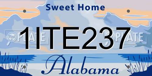 1ITE237 Alabama License Plate