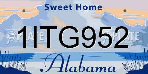 1ITG952 Alabama License Plate