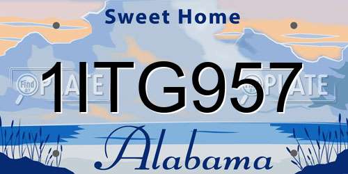 1ITG957 Alabama License Plate