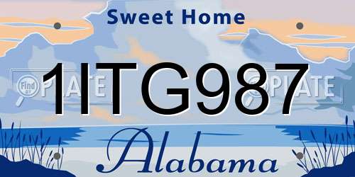 1ITG987 Alabama License Plate
