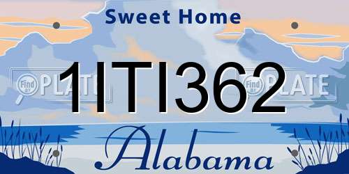 1ITI362 Alabama License Plate