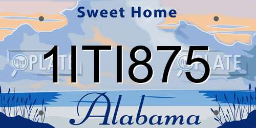 1ITI875 Alabama License Plate