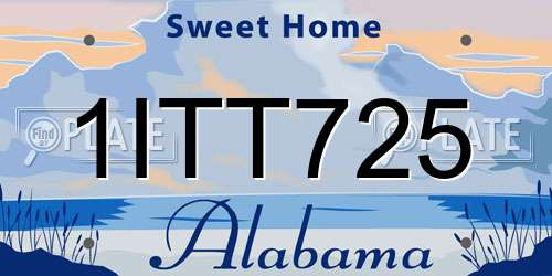 1ITT725 Alabama License Plate