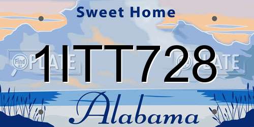 1ITT728 Alabama License Plate