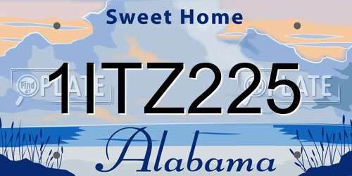 1ITZ225 Alabama License Plate