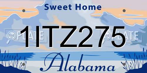 1ITZ275 Alabama License Plate