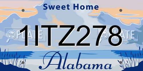 1ITZ278 Alabama License Plate