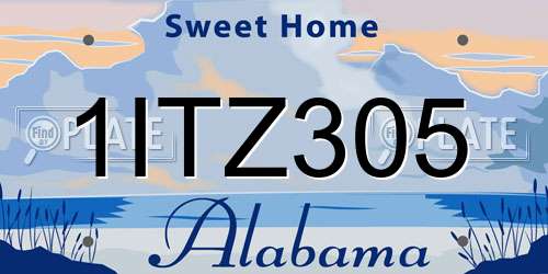 1ITZ305 Alabama License Plate