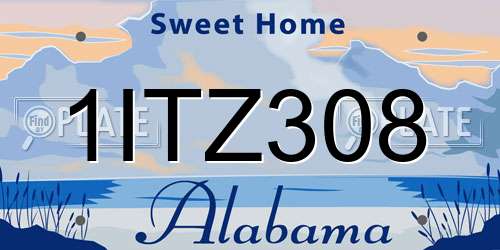 1ITZ308 Alabama License Plate
