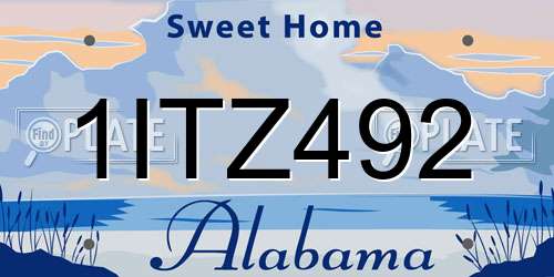 1ITZ492 Alabama License Plate