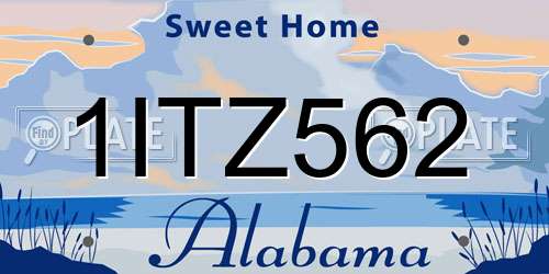 1ITZ562 Alabama License Plate