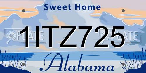 1ITZ725 Alabama License Plate