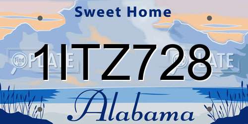 1ITZ728 Alabama License Plate