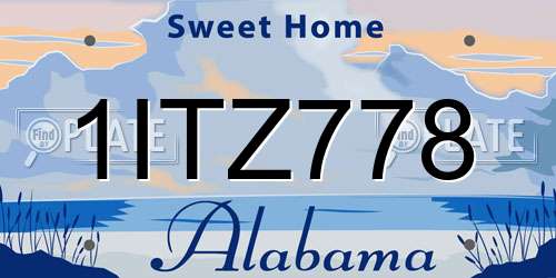 1ITZ778 Alabama License Plate