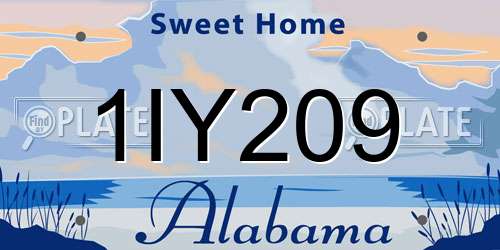 1IY209 Alabama License Plate