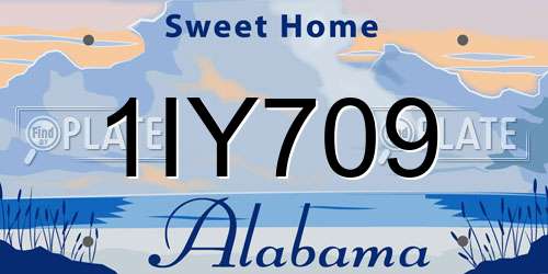 1IY709 Alabama License Plate