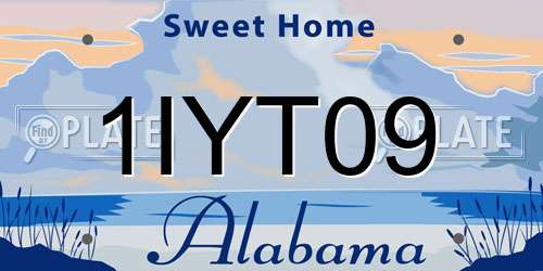 1IYT09 Alabama License Plate