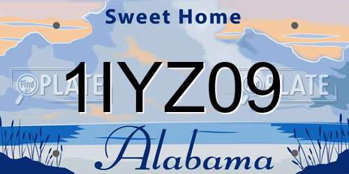 1IYZ09 Alabama License Plate