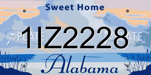 1IZ2228 Alabama License Plate