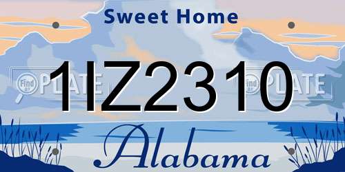 1IZ2310 Alabama License Plate