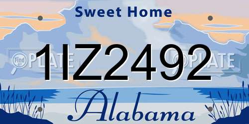 1IZ2492 Alabama License Plate