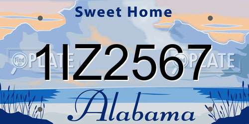 1IZ2567 Alabama License Plate