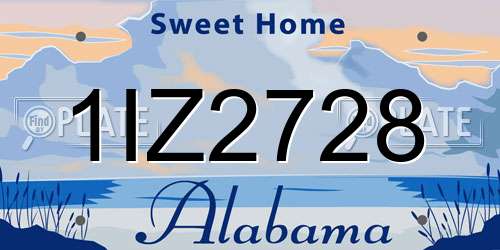 1IZ2728 Alabama License Plate