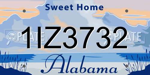 1IZ3732 Alabama License Plate