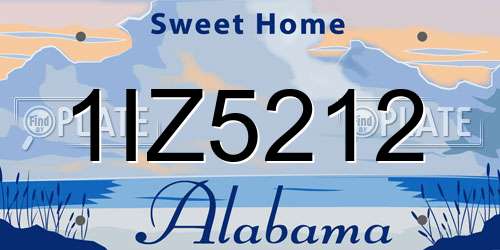 1IZ5212 Alabama License Plate