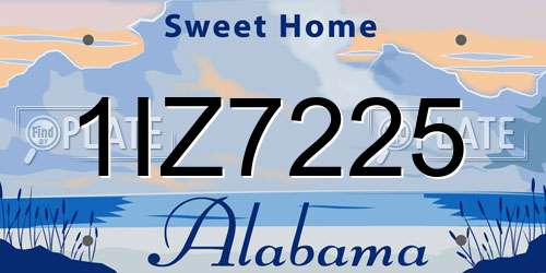 1IZ7225 Alabama License Plate