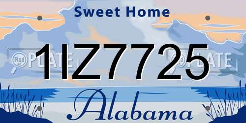 1IZ7725 Alabama License Plate
