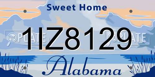 1IZ8129 Alabama License Plate
