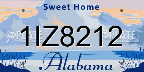 1IZ8212 Alabama License Plate