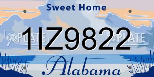 1IZ9822 Alabama License Plate
