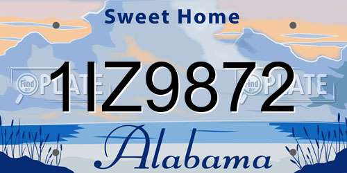 1IZ9872 Alabama License Plate