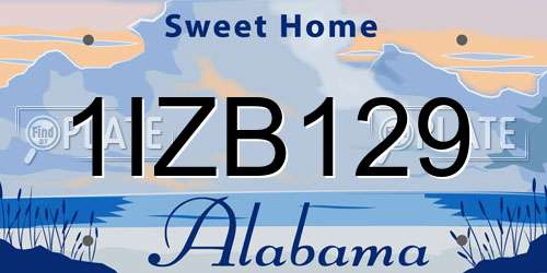 1IZB129 Alabama License Plate
