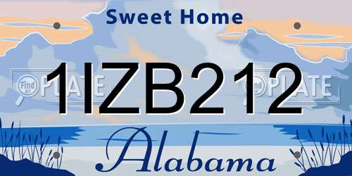 1IZB212 Alabama License Plate