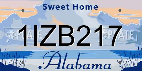 1IZB217 Alabama License Plate