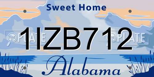 1IZB712 Alabama License Plate