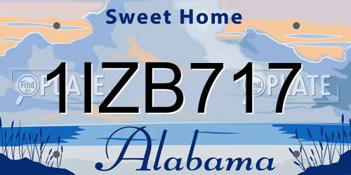 1IZB717 Alabama License Plate
