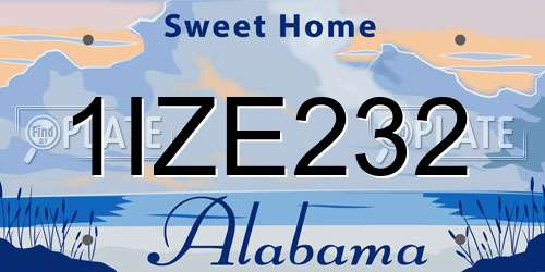1IZE232 Alabama License Plate