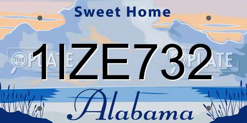 1IZE732 Alabama License Plate