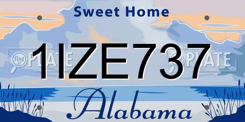 1IZE737 Alabama License Plate