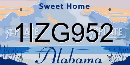 1IZG952 Alabama License Plate