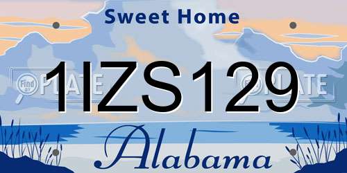 1IZS129 Alabama License Plate