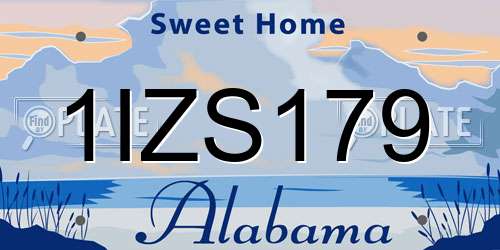 1IZS179 Alabama License Plate