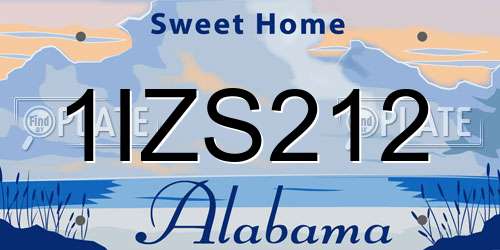 1IZS212 Alabama License Plate