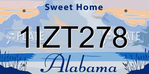 1IZT278 Alabama License Plate