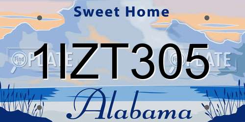 1IZT305 Alabama License Plate