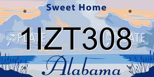 1IZT308 Alabama License Plate
